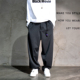 美式 街头潮流扩版 老爹裤 纯色宽松版 饰长裤 休闲西裤 腰带装 子男 工装
