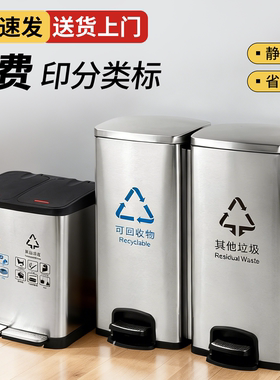 带盖大容量脚踏桶，不锈钢防锈