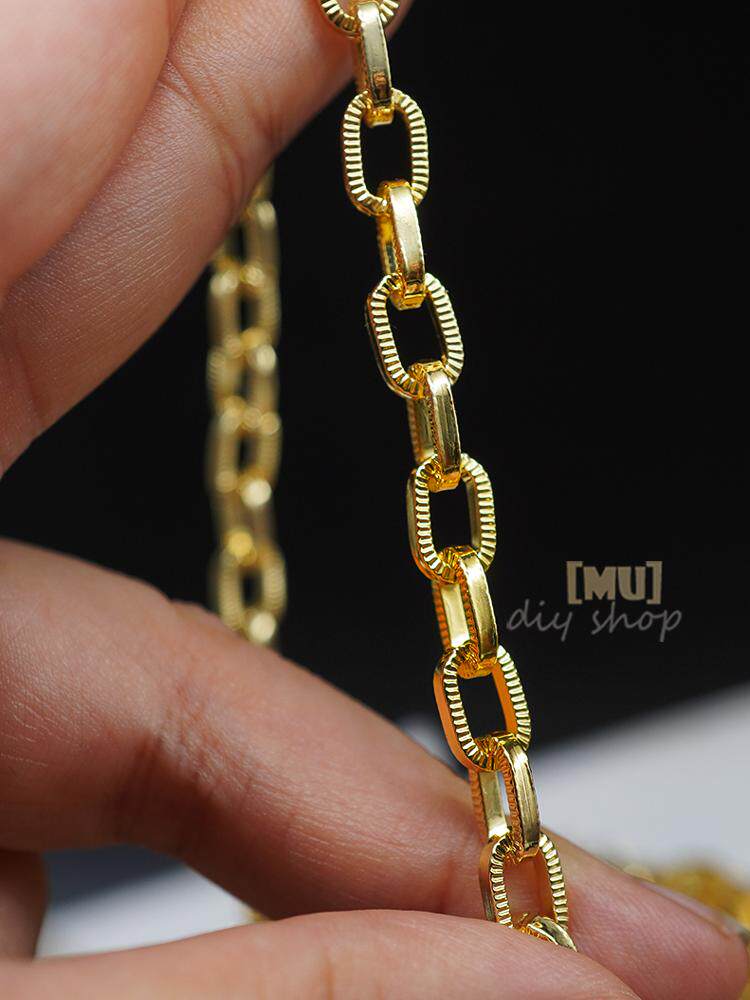 DIY HANDMADE ACCESSORIES IMPORTED FROM JAPAN 18K GOLD-FILLED COPPER GOLD-PLATED THICK OVAL DARK GRAIN LARGE HOLE LOOSE CHAIN 10 CM