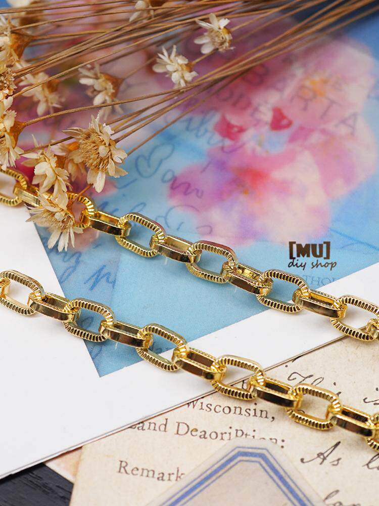 DIY HANDMADE ACCESSORIES IMPORTED FROM JAPAN 18K GOLD-FILLED COPPER GOLD-PLATED THICK OVAL DARK GRAIN LARGE HOLE LOOSE CHAIN 10 CM