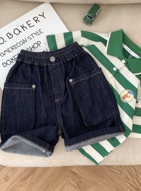 日系夏季男童帅气口袋工装牛仔短裤儿童炸街休闲百搭宽松五分裤子