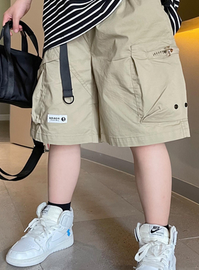 日系男童潮牌帅气双口袋工装短裤夏季中大儿童速干宽松腰扣五分裤