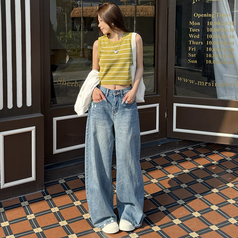 代陌嘉女装辣妹牛仔裤女2026年早春款高腰弹力款式阔腿直筒拖地裤,女装/女士精品,牛仔裤,淘宝优惠券,粉丝福利购,淘宝优惠卷