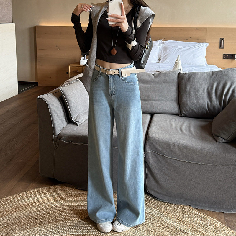 代陌嘉女装辣妹牛仔裤女2026年春款高腰弹力阔腿休闲直筒拖地长裤,女装/女士精品,牛仔裤,淘宝优惠券,粉丝福利购,淘宝优惠卷