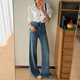 360°四面弹简约高腰微辣裤 女2026春款 辣妹喇叭牛仔裤 十三行女装