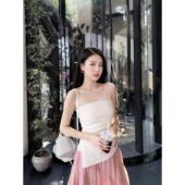 GEMQI 小上衣 内搭外穿无袖 白色不规则抹胸吊带背心女夏季 2025新款