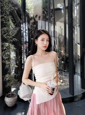 GEMQI 白色不规则抹胸吊带背心女夏季2025新款内搭外穿无袖小上衣