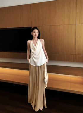 GEMQI 天丝薄款高腰阔腿休闲裤子女夏季2025新款今年流行爆款长裤