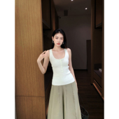 GEMQI 上衣 百搭打底衫 白色无袖 针织吊带背心女夏内搭外穿2025新款