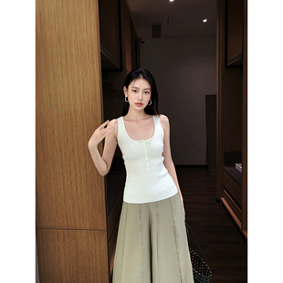 百搭打底衫 针织吊带背心女夏内搭外穿2025新款 上衣 白色无袖 GEMQI