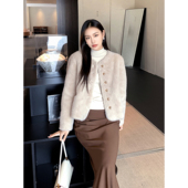 秋冬显瘦加厚保暖水貂绒短款 GEMQI 皮毛一体仿皮草女2025新款 外套