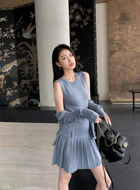 GEMQI 学院风针织裙子套装女春2025新款爆款高级感超火夏装一整套