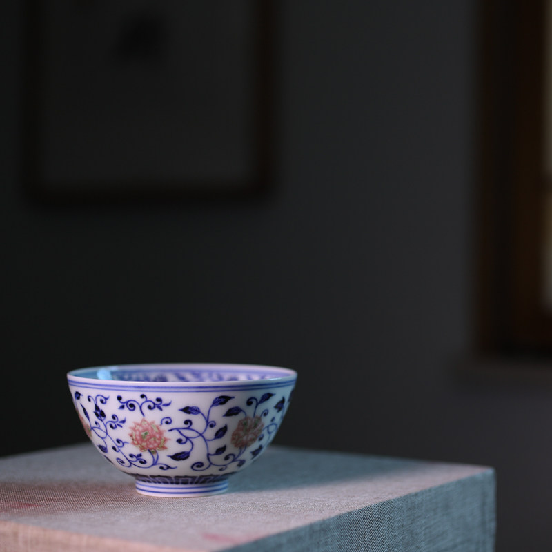 春风祥玉早期青花釉里红斗笠杯