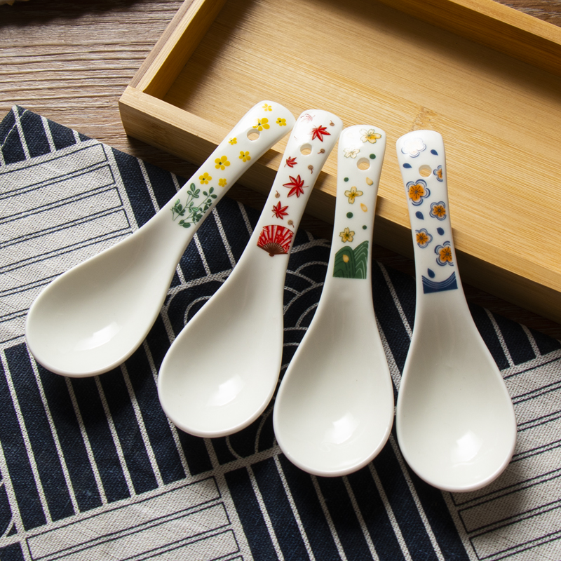 可爱卡通陶瓷日式家用饭勺创意勺子餐勺家用盛汤小汤匙调羹米饭勺_虎窝淘