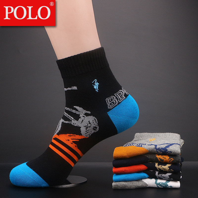 Polo袜子男士秋冬季中筒学院风ins潮流嘻哈个性棉袜高帮潮牌长袜