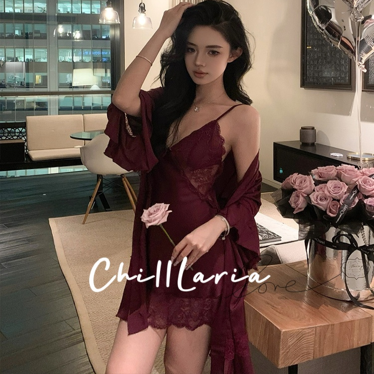 ChillLaria娇柔嫣紫性感睡衣女夏季纯欲风蕾丝带胸垫吊带睡裙2025