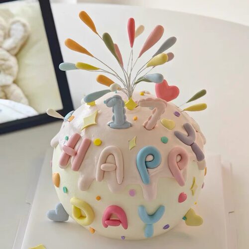 彩色礼花火生日蛋糕装饰插件