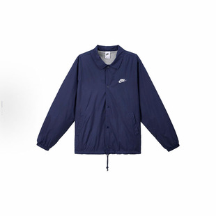 单排扣翻领运动休闲夹克外套FN3317 Nike 纯色Logo 男子 410 蓝色