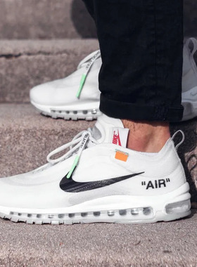 Nike Air Max  97 OW联名 白色 男低帮运动休闲跑步鞋AJ4585-100