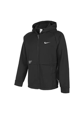 Nike 黑色 男款 字母印花连帽 休闲运动夹克外套FV8459-010