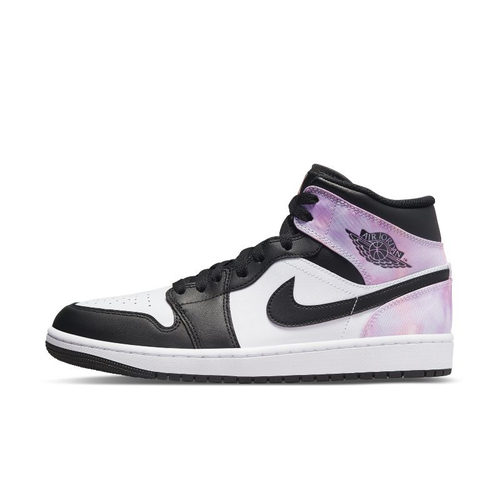 Air Jordan 1 Mid AJ1 黑白紫 扎染 男中帮休闲篮球鞋DM1200-001