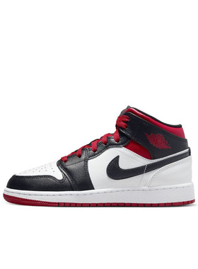 Air Jordan 1 Mid AJ1黑白红GS运动休闲中帮复古篮球鞋DQ8423-106