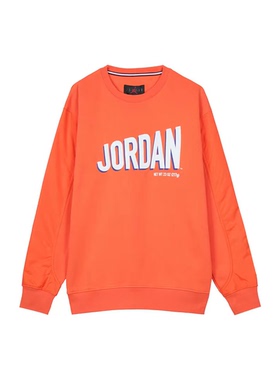 Jordan 橙色 男款 字母印花美式复古休闲运动圆领卫衣DV7589-817