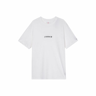 Jordan 白色 男款 字母印花休闲圆领短袖T恤DM3182-100