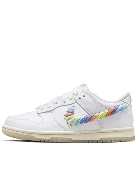 Nike Dunk Rainbow Swoosh GS 白色 运动休闲低帮板鞋 FN4861-100