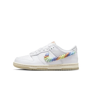Nike Dunk Rainbow Swoosh GS 白色 运动休闲低帮板鞋 FN4861-100