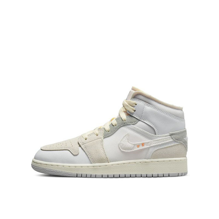 Air Jordan 1 Mid AJ1 白灰GS运动休闲复古中帮篮球鞋DQ3726-100