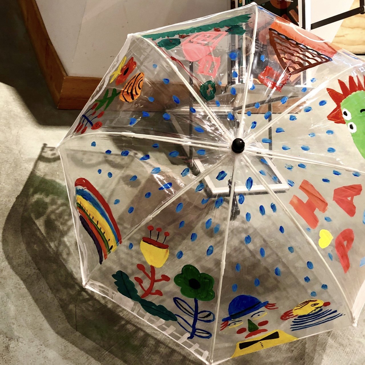 儿童彩绘涂鸦雨伞diy空白透明雨伞手工白色幼儿园创意自制小伞