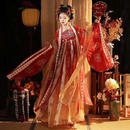 迎笙诺原创汉服女《唐宫乐宴》唐制诃子裙复原齐胸襦裙大袖衫春夏