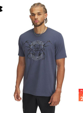 安德玛官方UA春夏Thunder Logo男子罗纹休闲短袖T恤1390166