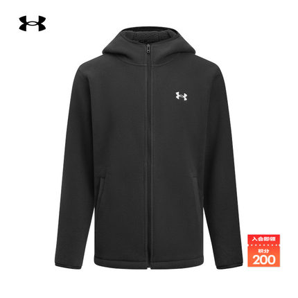 安德玛官方UA秋冬EF Bonded男子抓绒运动休闲连帽夹克外套6010175