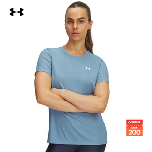 安德玛官方UA春夏Tech女子罗纹训练健身运动短袖 T恤1389852