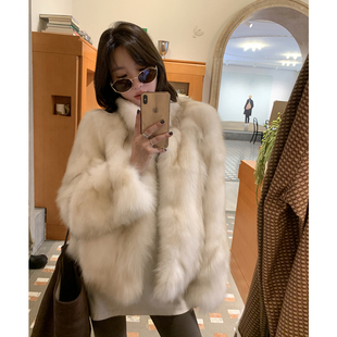 皮草外套女2025年秋冬新款仿狐狸毛时尚立领年轻款短款毛毛外套