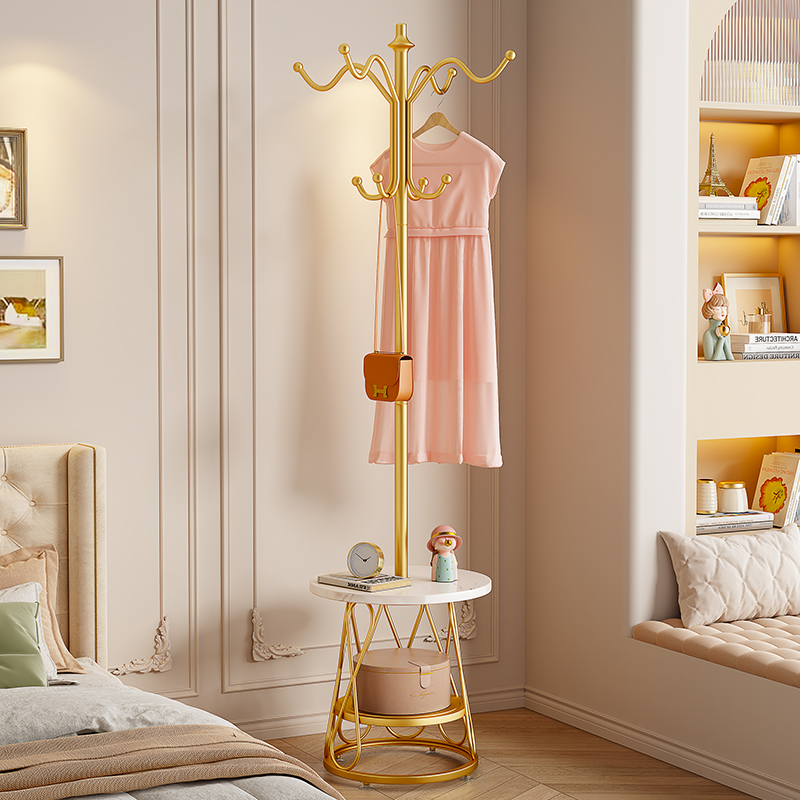 卧室落地衣帽架家用床边几多功能一体立式床头柜替代收纳挂衣架子