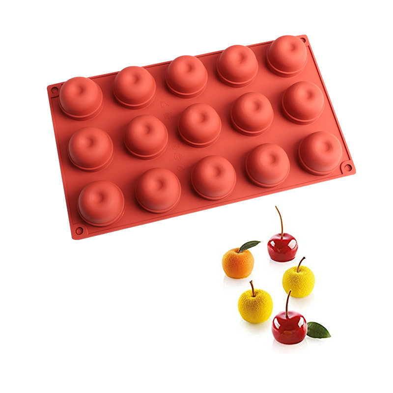 15连小苹果慕斯甜品蛋糕硅胶模具 法式烘焙diy樱桃水果模巧克力模