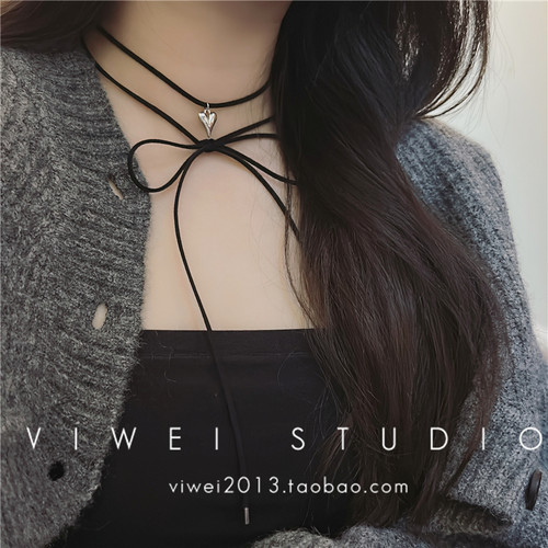 VIWEI极简百搭爱心绑带锁骨链