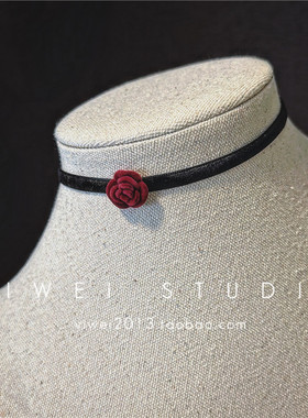 「优雅玫瑰」温婉choker 法式复古气质小众百搭极简丝绒带项圈女