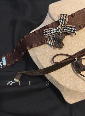 「趣味熊仔」小熊可爱复古气质少女lolita短款日系项圈choker项链