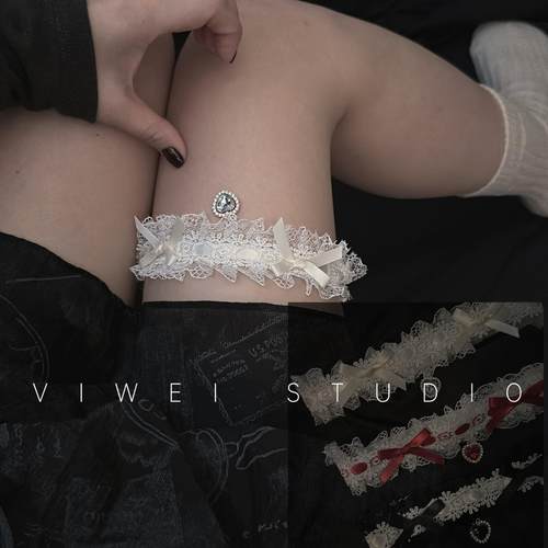 「萝莉洛丽塔」少女爱心蝴蝶结jk腿环cos腿饰日系蕾丝舞蹈大腿饰