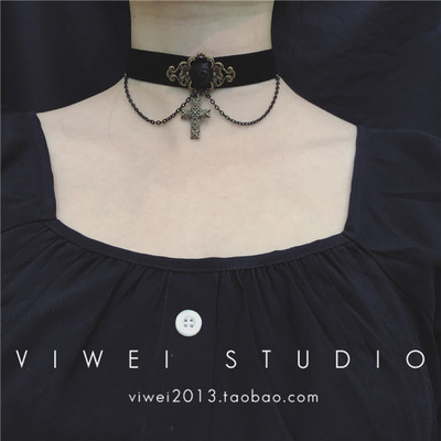 神秘玫瑰原宿暗黑女孩锁骨链项圈