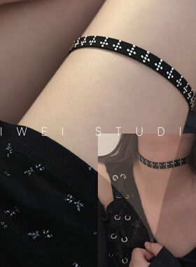 「cool!」腿环哥特亚文化十字架绒皮面项圈choker甜酷大腿饰品女