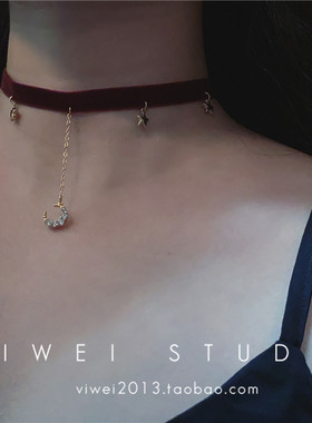 星星项圈星星伴月手作项圈choker
