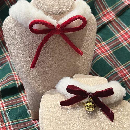毛茸茸圣诞少女项链毛绒项链