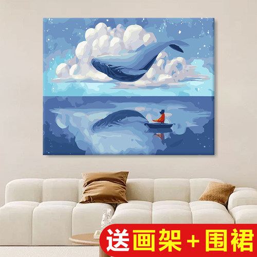 数字油画diy填色手工绘填充丙烯简单水彩儿童涂鸦油彩画卡通动漫