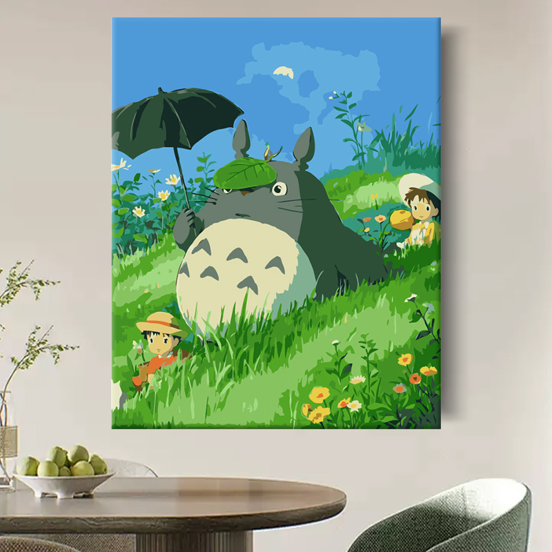 手工填色diy猫与玫瑰油彩丙烯画