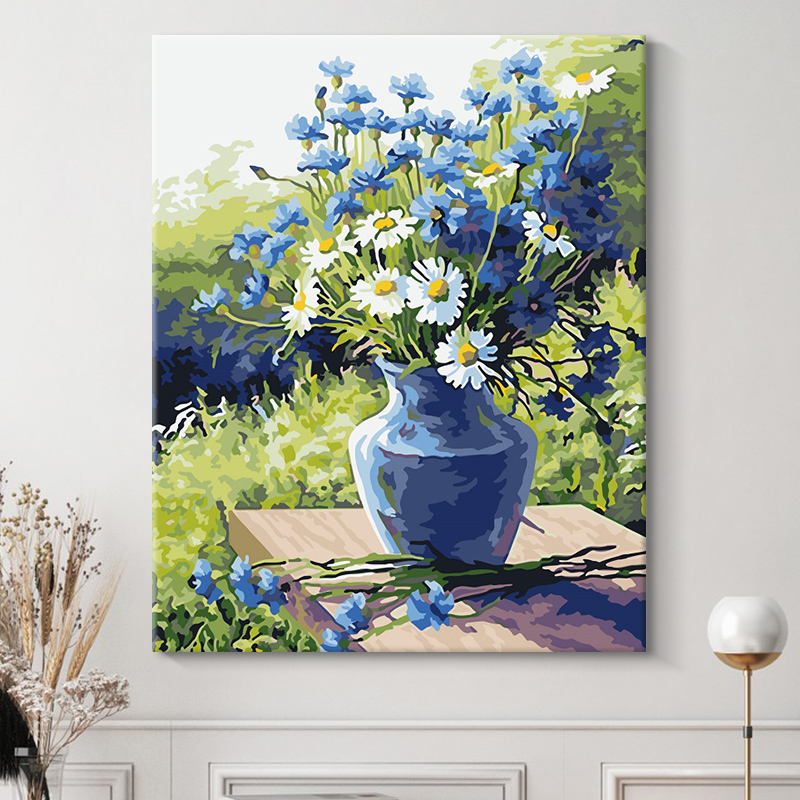 数字油画diy填色画植物装饰画手工绘油彩丙烯画画填充涂色花卉图片